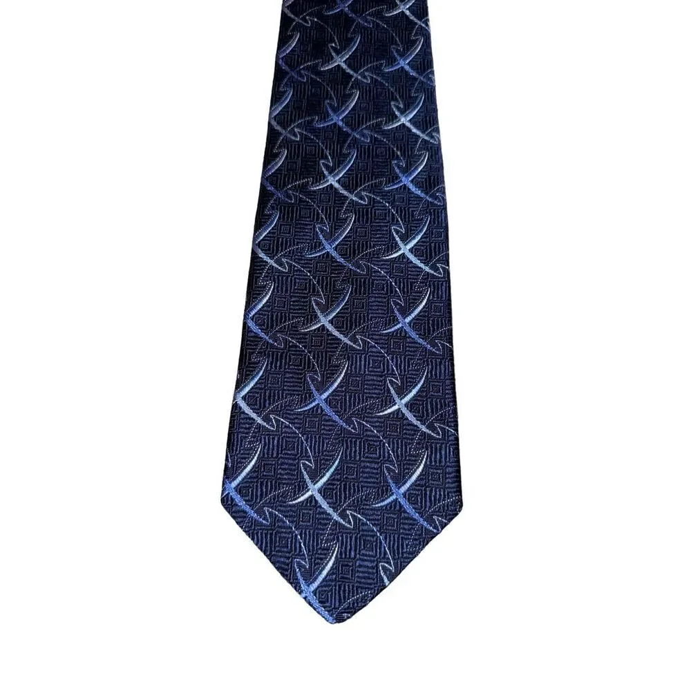 Paul Stuart Navy Slice 100% Silk Handmade in USA Neck Tie